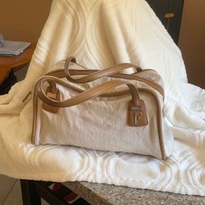 Canvas and leather handbag by FERRE OF ITALY